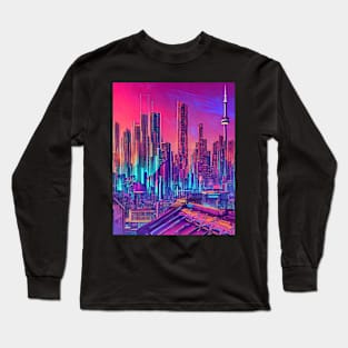 Cyberpunk Toronto CN Tower Long Sleeve T-Shirt